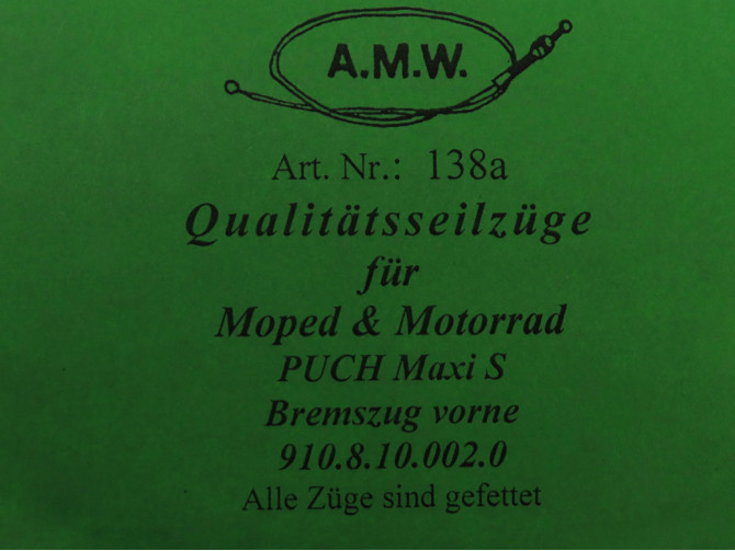 Bowdenzug Puch Maxi S Bremszug vorne mit zwei Einstellschrauben A.M.W.  product